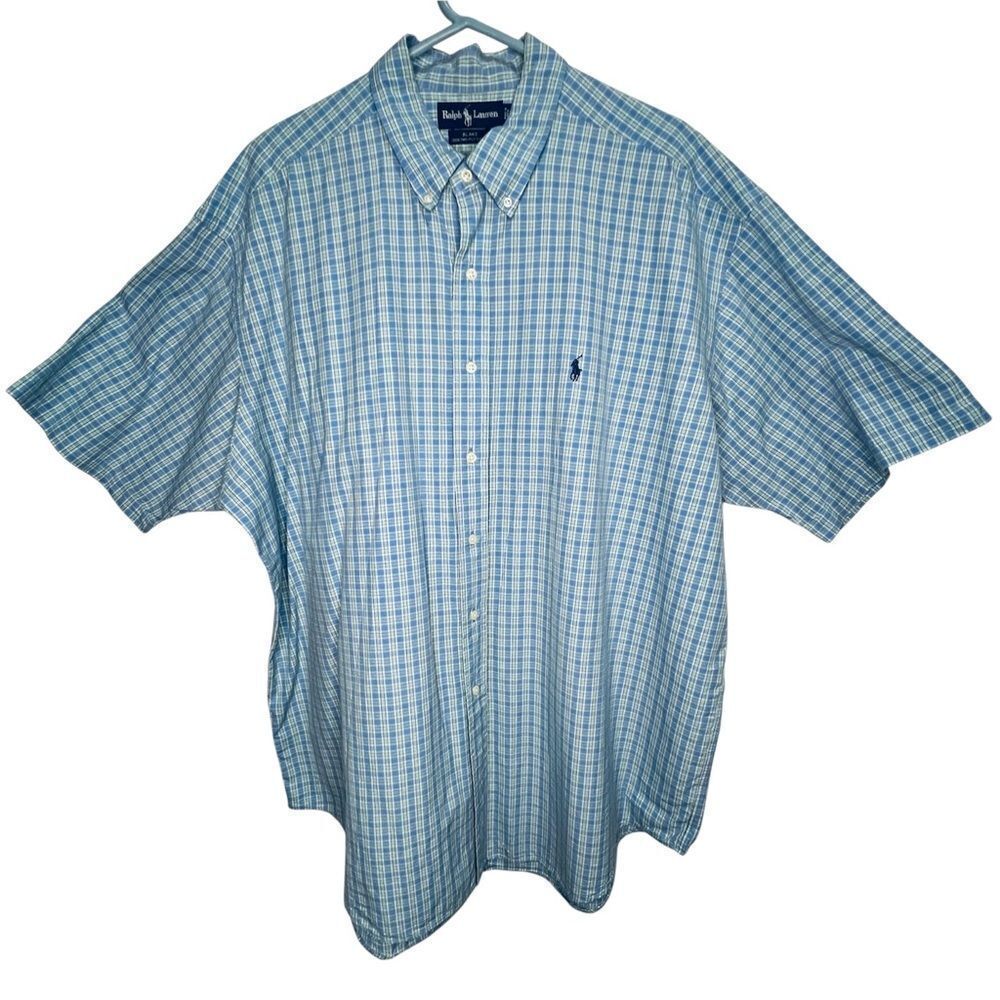 Ralph Lauren Blake Twp-Ply Cotton Blue Button Down Dress Up Men’s Shirt Sz XXL